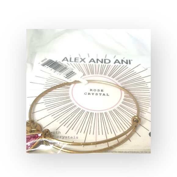 new Alex and Ani ꥟ Swarovski Crystal Birthstone Expandable Bangle ꥟ Gold + Pink - Picture 10 of 16
